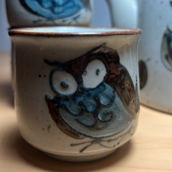 RARE Vintage Wony Ltd Owl teapot with wicker handle 6 Cups Japan Hand Painted - Picture 7 of 15